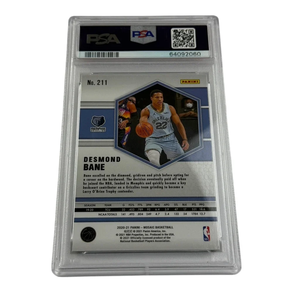 2020 Panini Mosaic Desmond Bane Rookie #211 PSA 10 Gem Mint Memphis Grizzlies